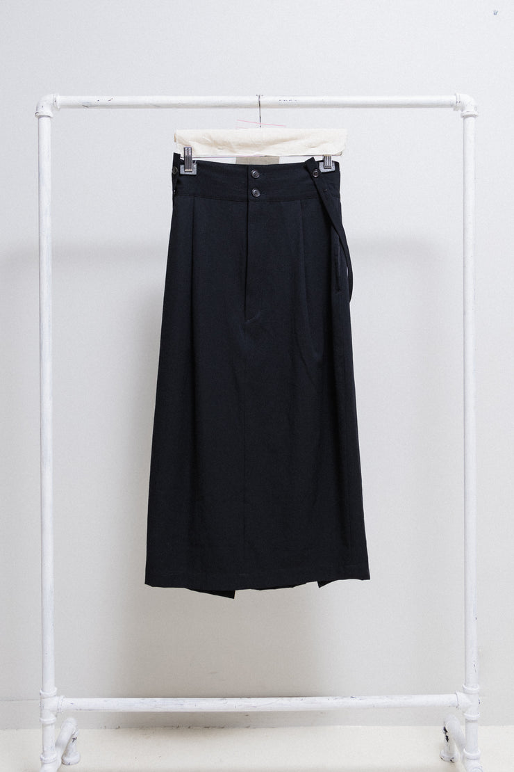 YOHJI YAMAMOTO - Long wool skirt with removable suspenders (late 80’s)