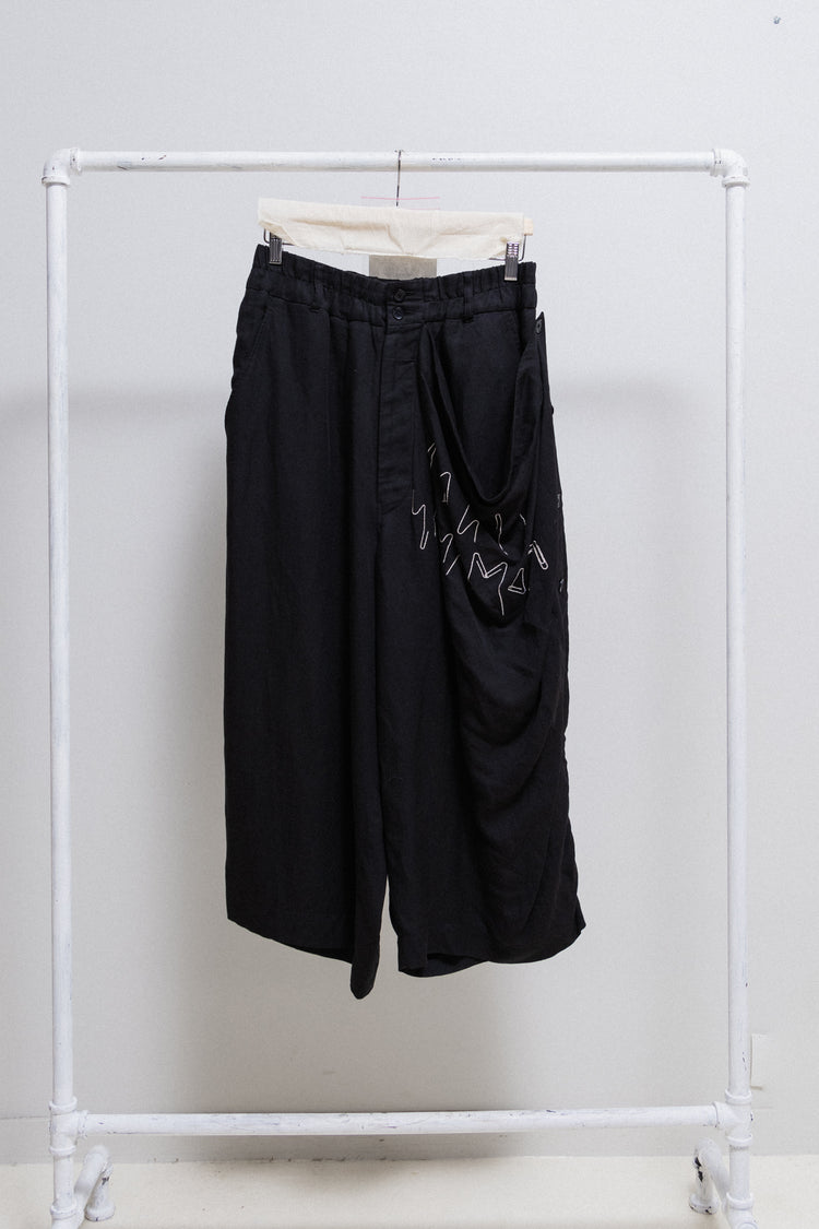 YOHJI YAMAMOTO POUR HOMME - SS15 Linen blend wide pants with