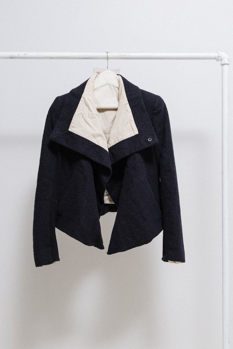RICK OWENS - FW02 « SPARROWS » Virgin wool high neck jacket with