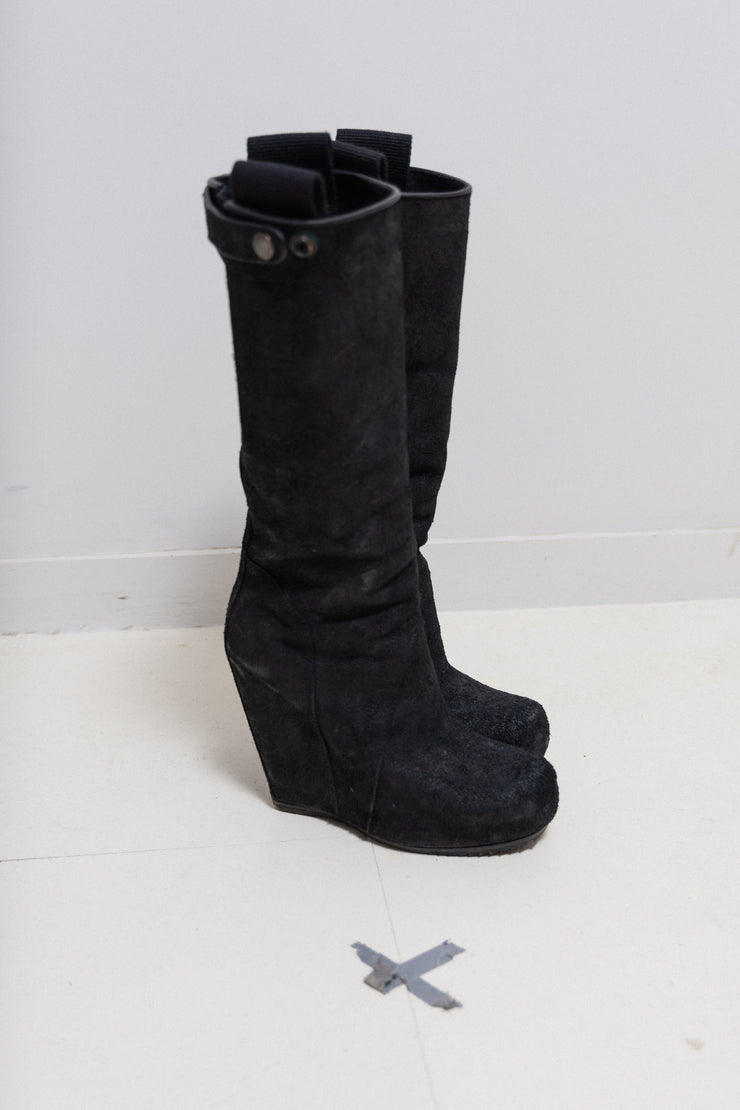 RICK OWENS - FW12 « Mountain » Brushed leather high wedge boots