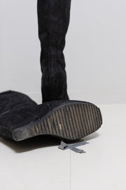 RICK OWENS - FW12 « Mountain » Brushed leather high wedge boots