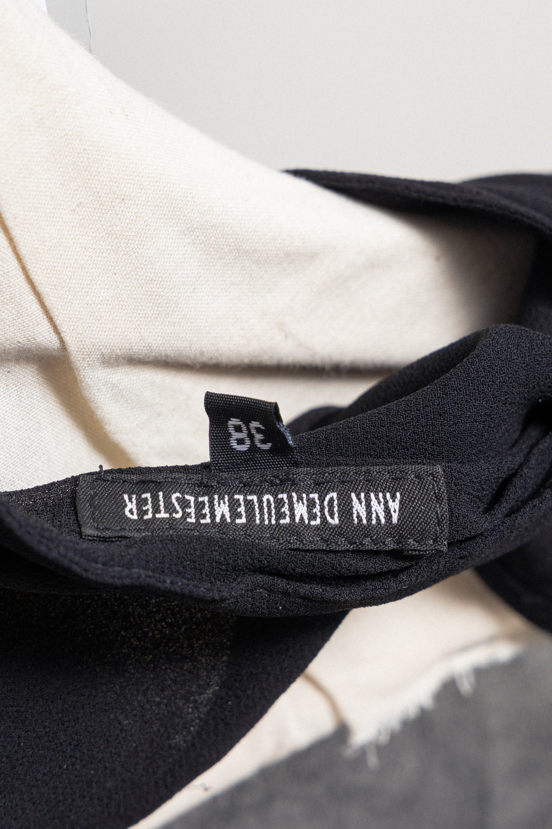 ANN DEMEULEMEESTER - SS20 See-through rayon shirt with curved