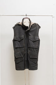 RICK OWENS - SS05 « SCORPIO » Leather fishing vest with zipper hood