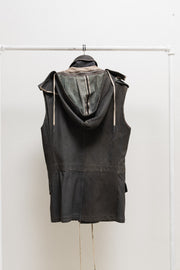 RICK OWENS - SS05 « SCORPIO » Leather fishing vest with zipper hood