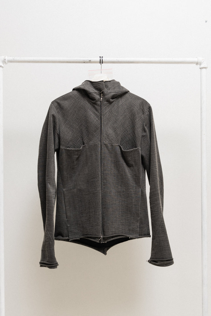 MA+ - Hooded zip up jacket with rolled hems and cuff silver details