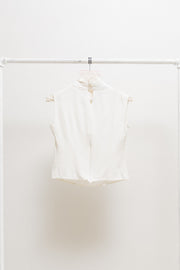 ANN DEMEULEMEESTER - FW95 Sleeveless white top with cowl neck