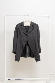 ANN DEMEULEMEESTER - 90’s Pinstripe jacket with back tail and strap detail