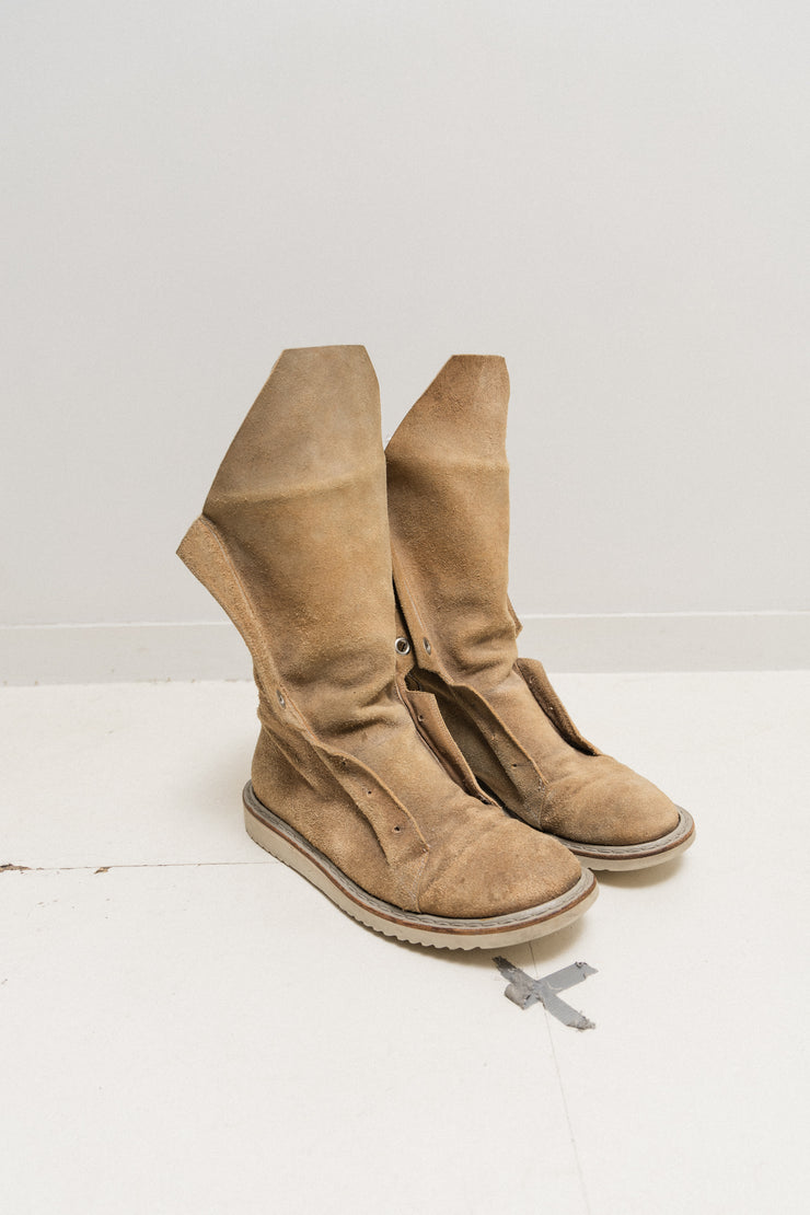 RICK OWENS - SS12 « NASKA » Mega tongue suede high boots (runway)