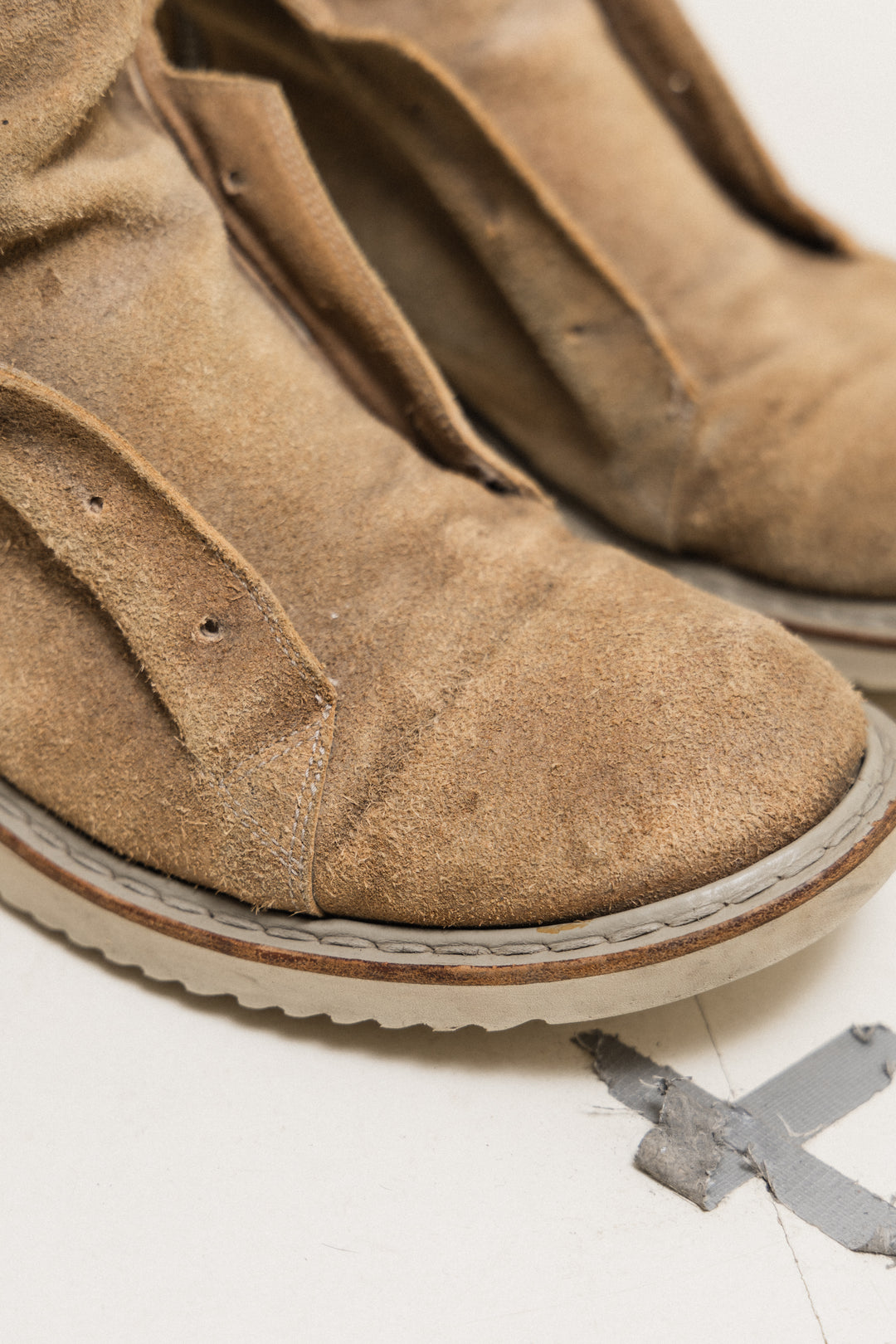 RICK OWENS - SS12 « NASKA » Mega tongue suede high boots (runway