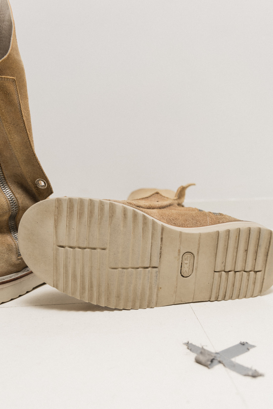 RICK OWENS - SS12 « NASKA » Mega tongue suede high boots (runway