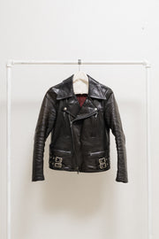 ISAMU KATAYAMA BACKLASH x ROLLS - Back embroidered goat leather perfecto jacket