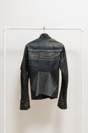 RICK OWENS - SS10 « RELEASE » Lamb leather jacket with gradient denim panels (runway)