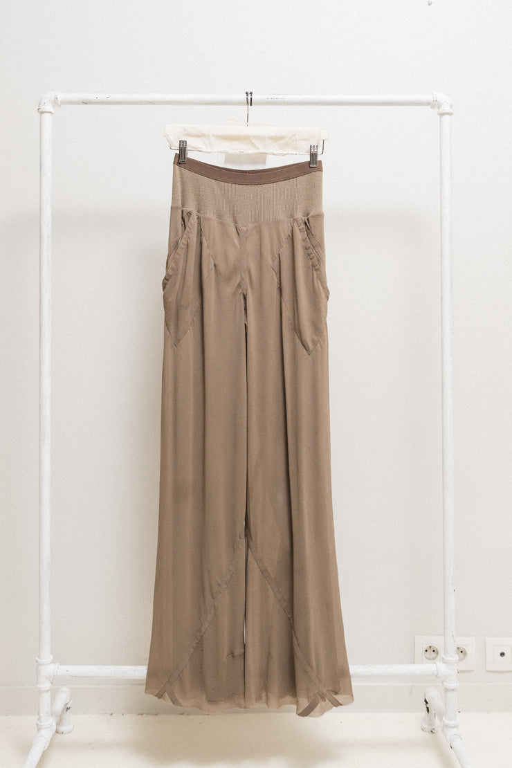 RICK OWENS - SS03 « SUKERBALL » Wide silk pants with ribbed waist