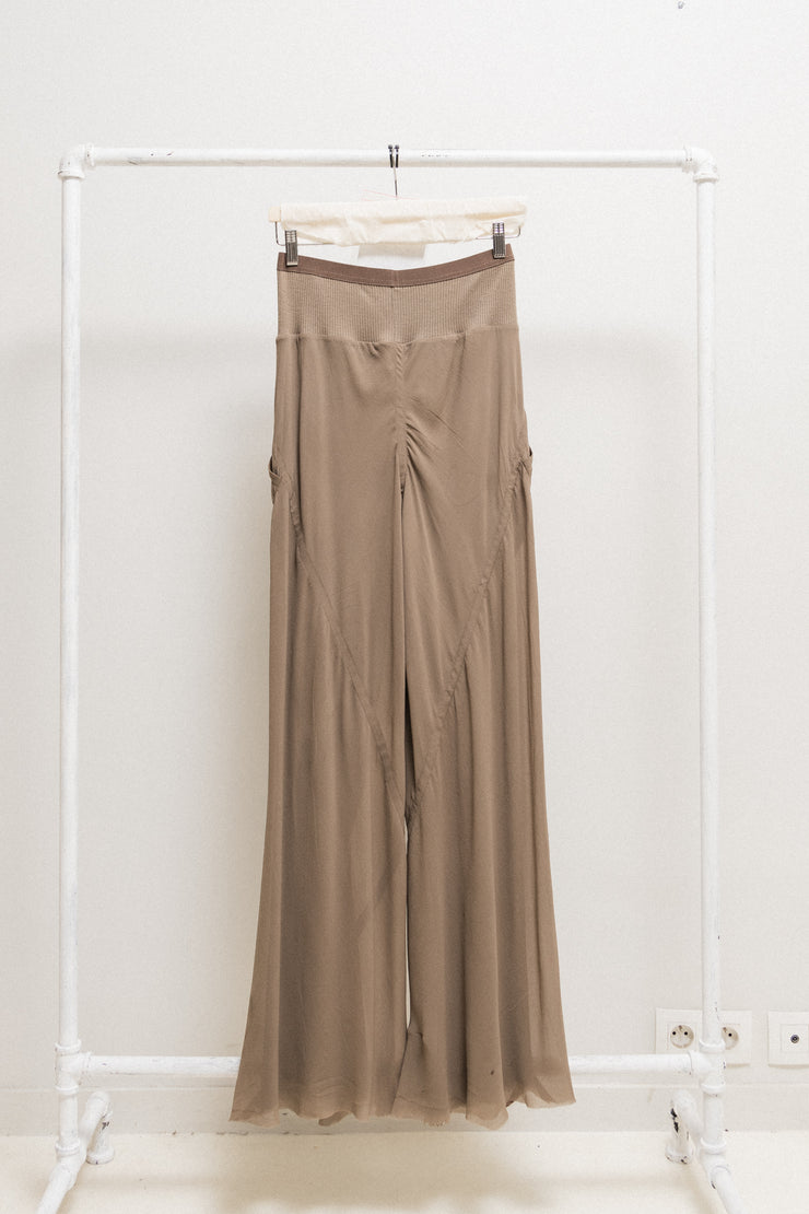 RICK OWENS - SS03 « SUKERBALL » Wide silk pants with ribbed waist