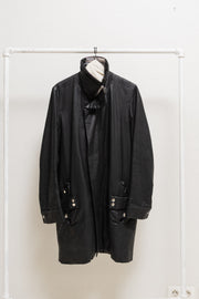 RICK OWENS - FW03 « TRUCKER » Long waxed cotton coat with pocket details