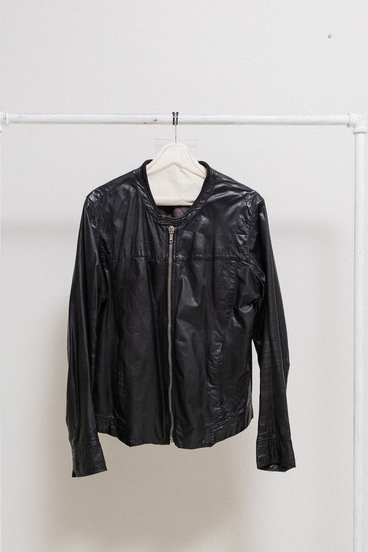 RICK OWENS - SS04 « CITROËN » Kangaroo leather jacket with chest paneling (runway)