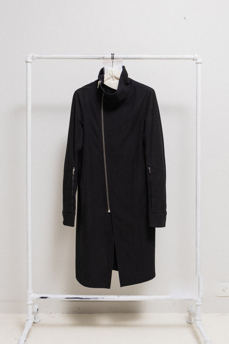 RICK OWENS - 2008/2009 High neck light coat with cuff zipper pockets –  L'OBSCUR