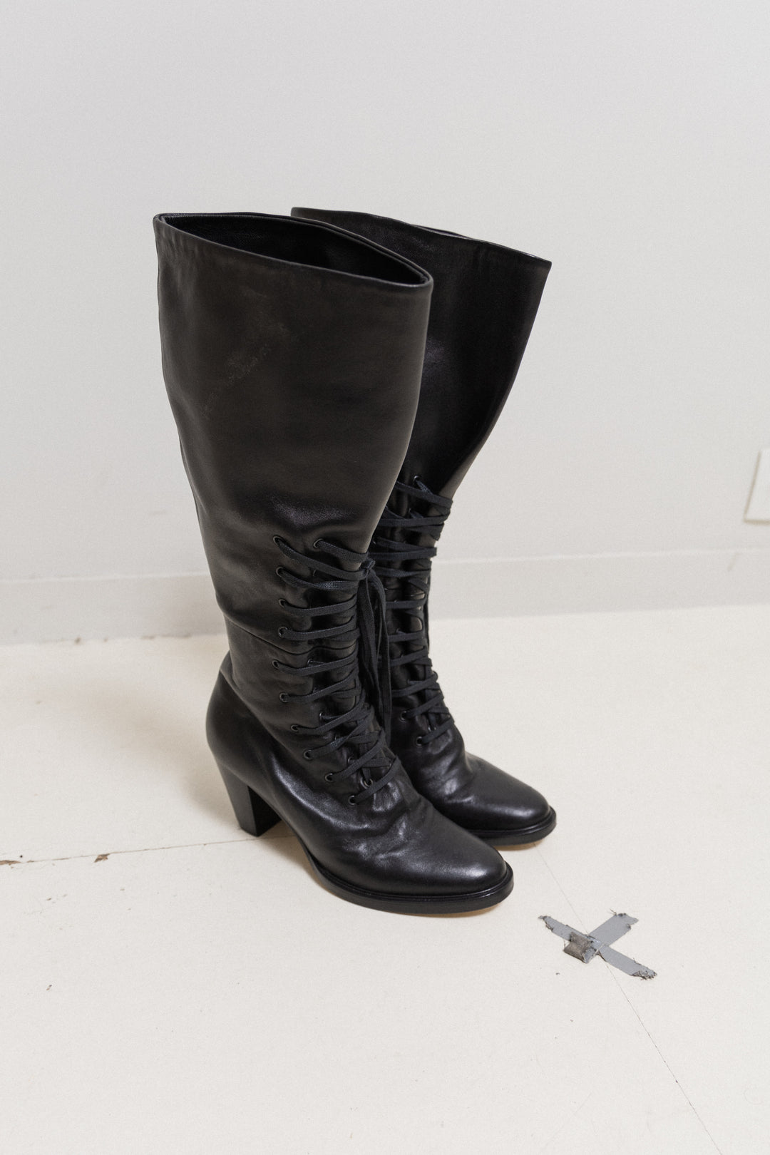 AF VANDEVORST コート A.F VANDEVORST - High leather boots with corset style lacing