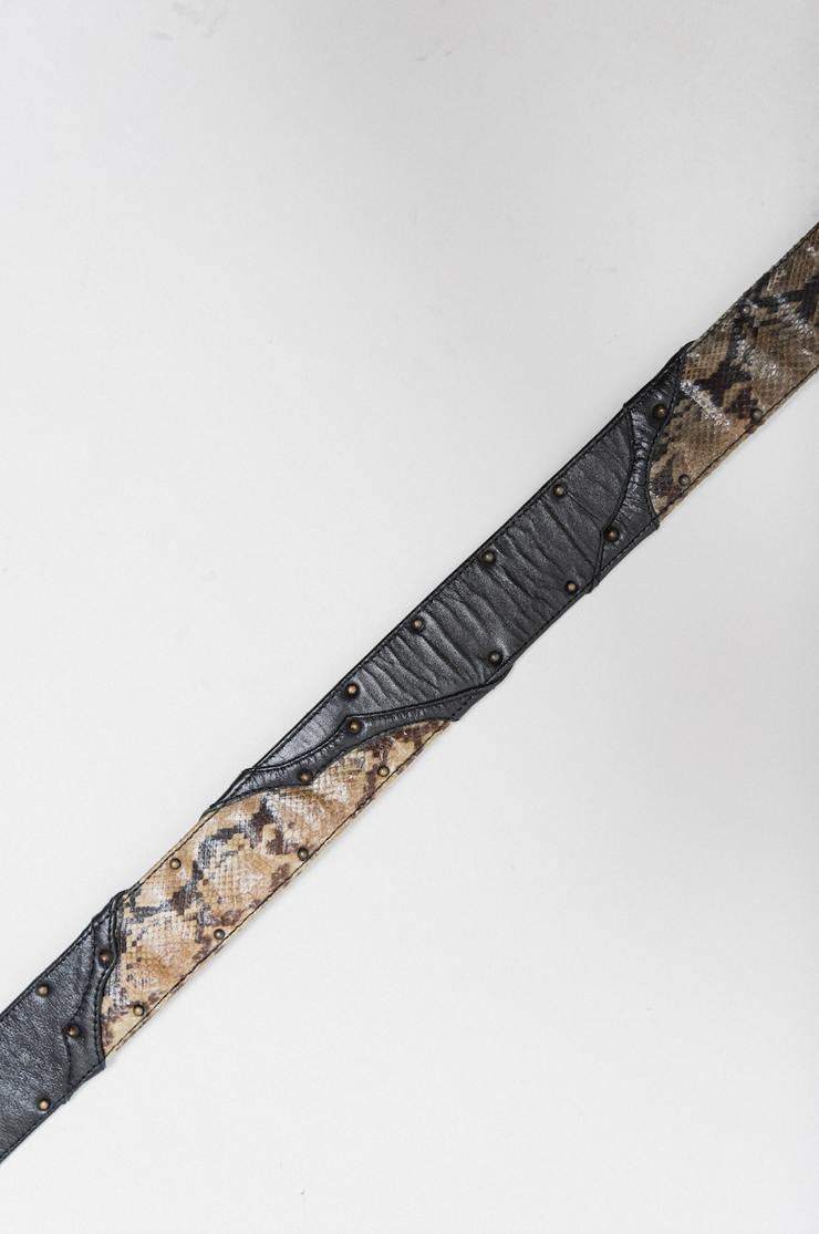 KMRII - Python leather studded double belt – L'OBSCUR