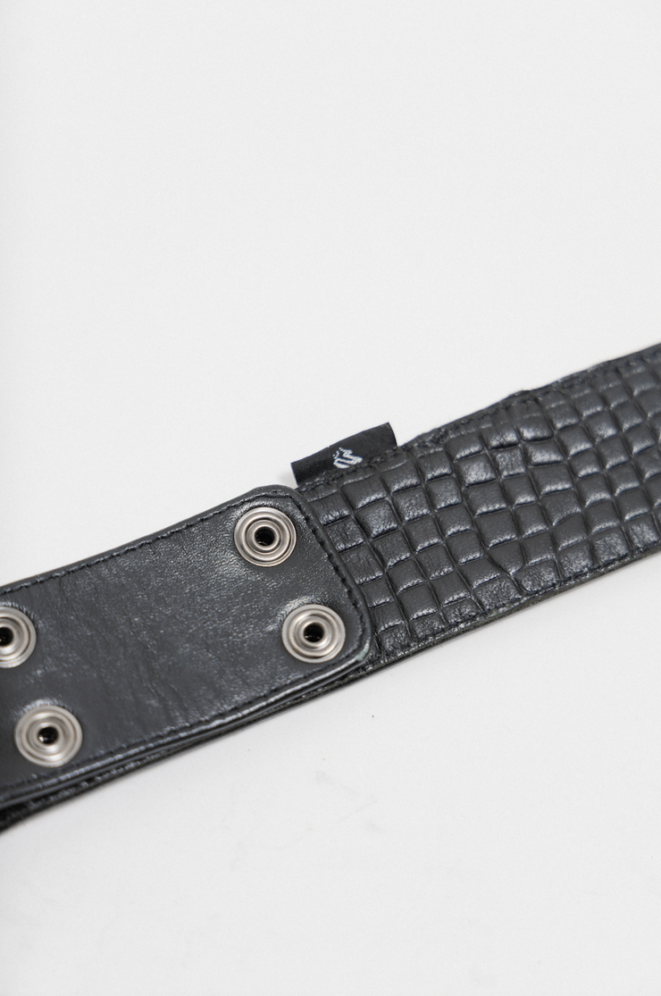 KMRII - Python leather studded double belt – L'OBSCUR