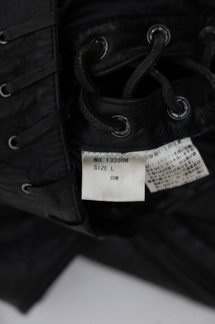 YASUYUKI ISHII - Sleeveless biker leather jacket with zipper