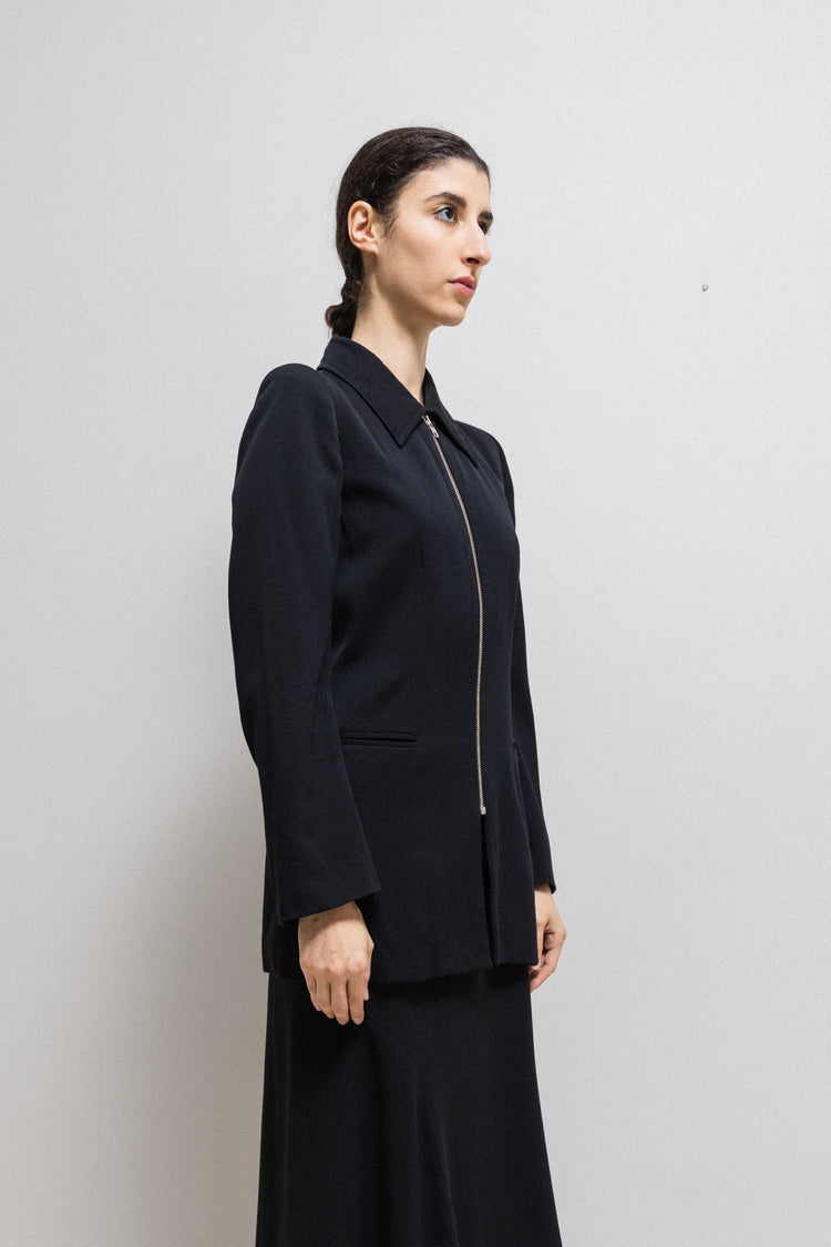 ANN DEMEULEMEESTER ビックカラー ブラック ジャケット 38 Ann DEMEULEMEESTER（アン ドゥムルメステール） DEN SLOUCHY JACKET