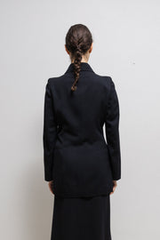 ANN DEMEULEMEESTER - Late 90’s wool zip up jacket with sharp lapels and padded shoulders