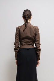 ANN DEMEULEMEESTER - SS03 Cropped cotton jacket with curved seams