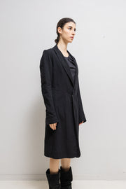 SANDRINE PHILIPPE - Wrinkled long coat with a back tail