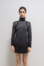 UNDERCOVER - FW09 "Earmuff Maniac" Thermotron gradient wool dress with pockets and silk details (runway)