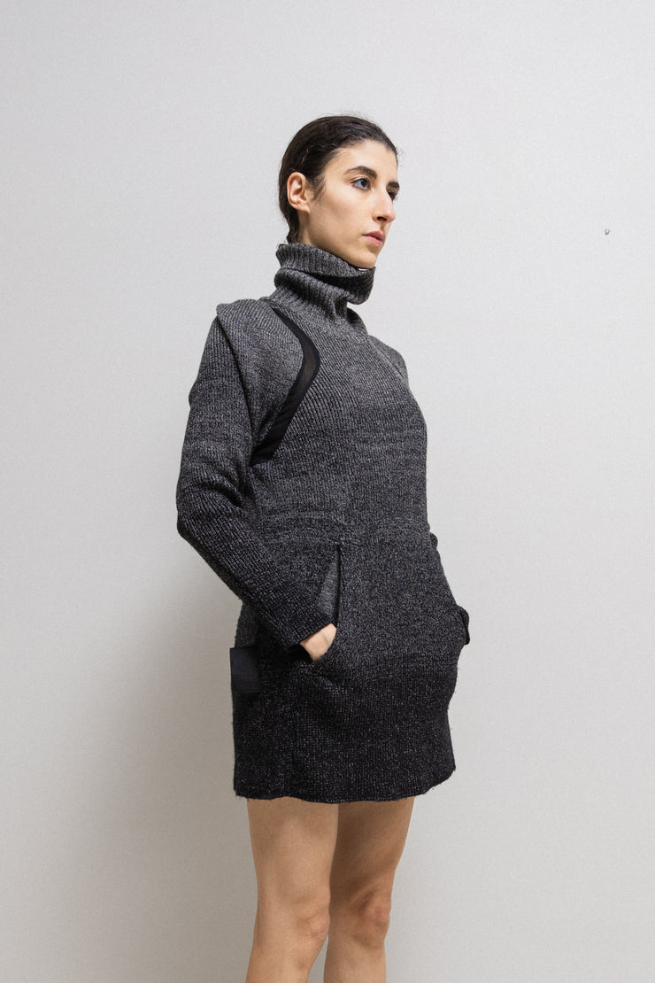 UNDERCOVER - FW09 "Earmuff Maniac" Thermotron gradient wool dress with pockets and silk details (runway)