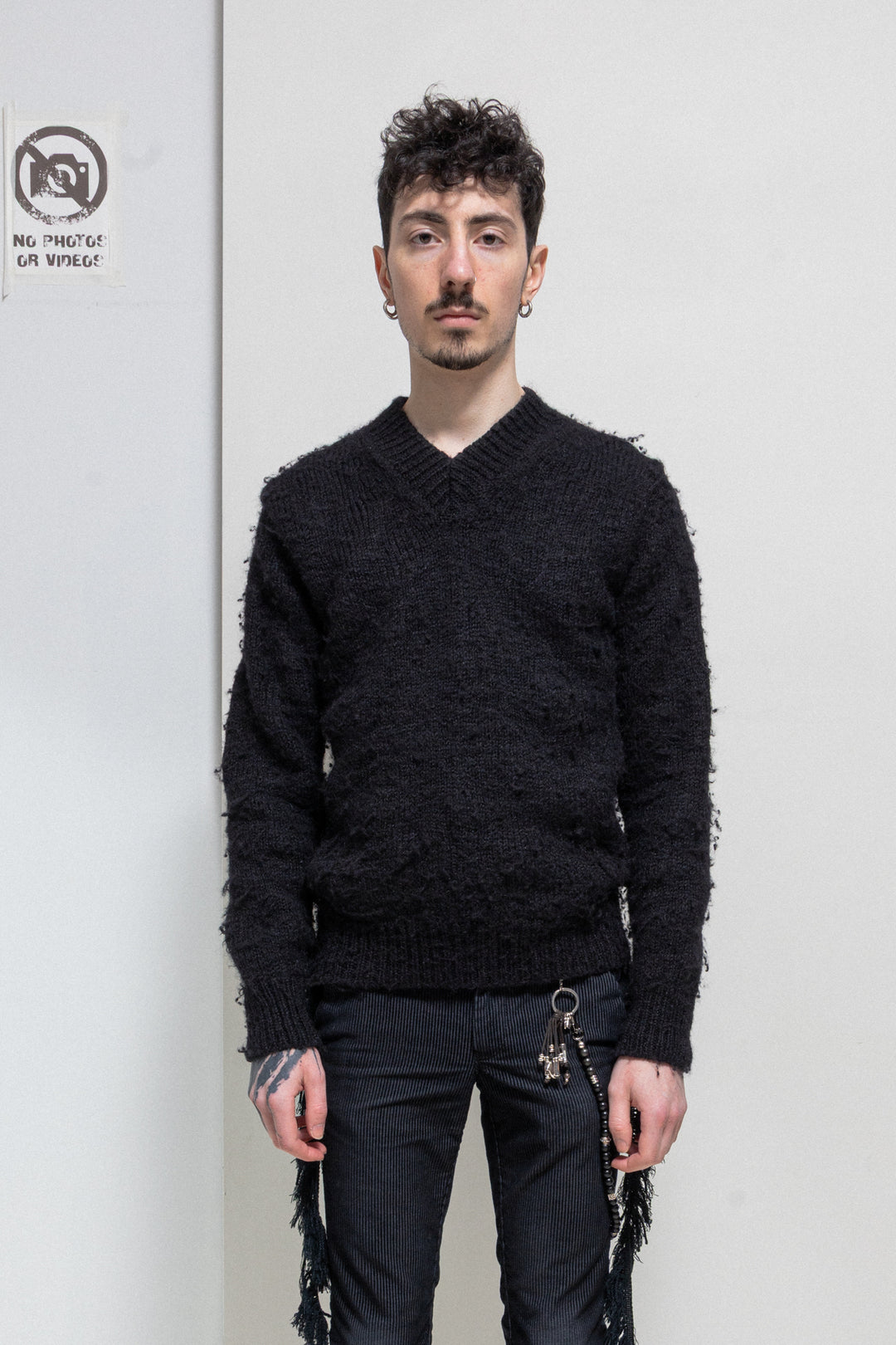 Ann Demeulemeester セーター Ann Demeulemeester WALDON DESTROYED SEED STITCH CREWNECK SWEATER