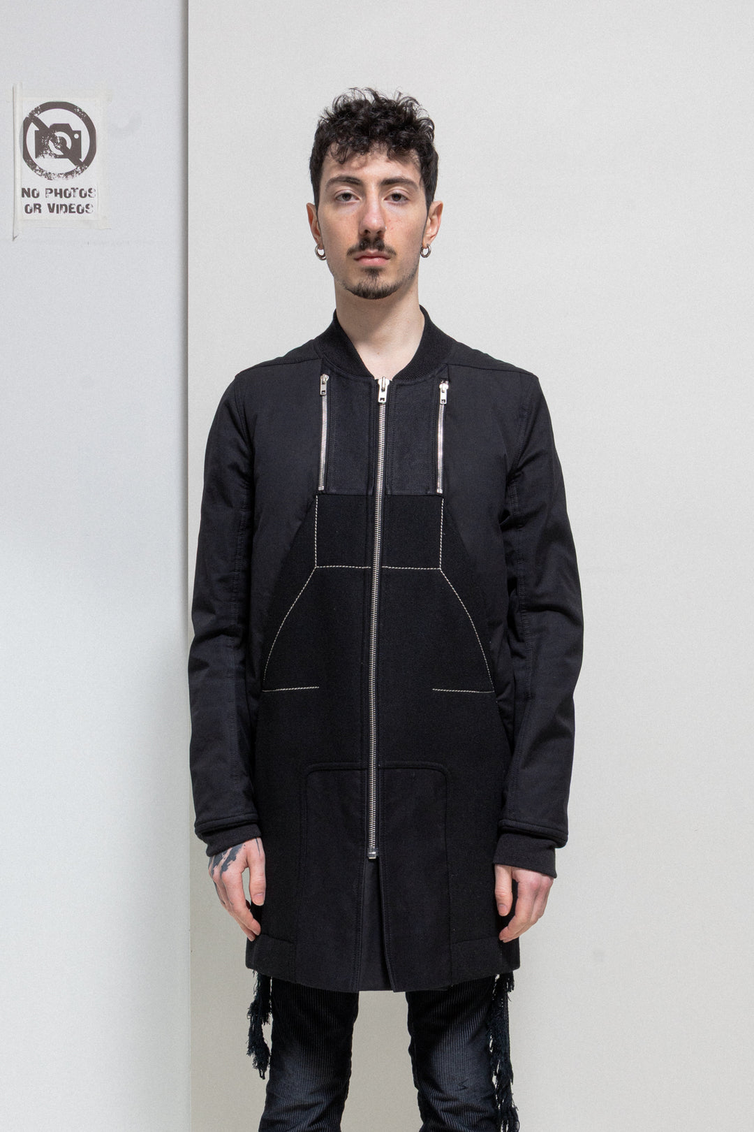 RICK OWENS - FW15 « SPHINX » Geo padded cotton coat with pocket