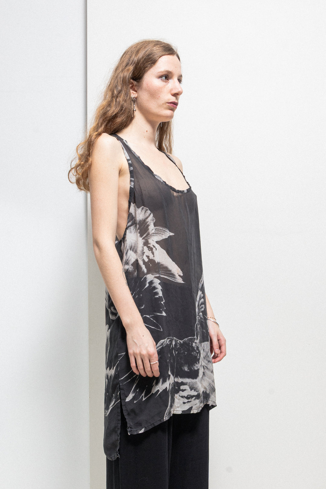 ANN DEMEULEMEESTER - SS10 100% silk dress top with seagull pattern