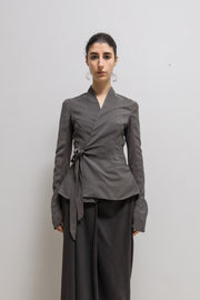 RICK OWENS - SS07 "WISHBONE" Virgin wool/silk light jacket with straps