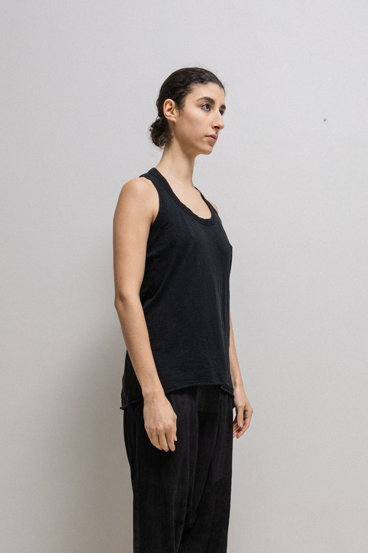 ISAAC SELLAM - Textured cotton tank top with rubber taped seams