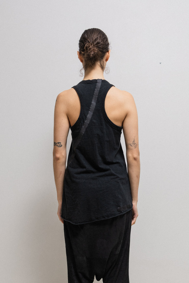 ISAAC SELLAM - Textured cotton tank top with rubber taped seams