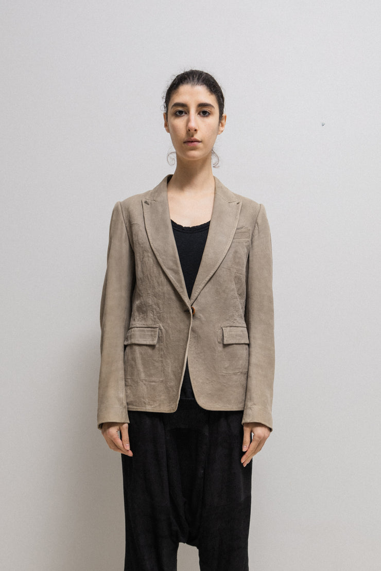 ISAAC SELLAM - Soft lambskin blazer jacket with metallic closure and cuff buttons