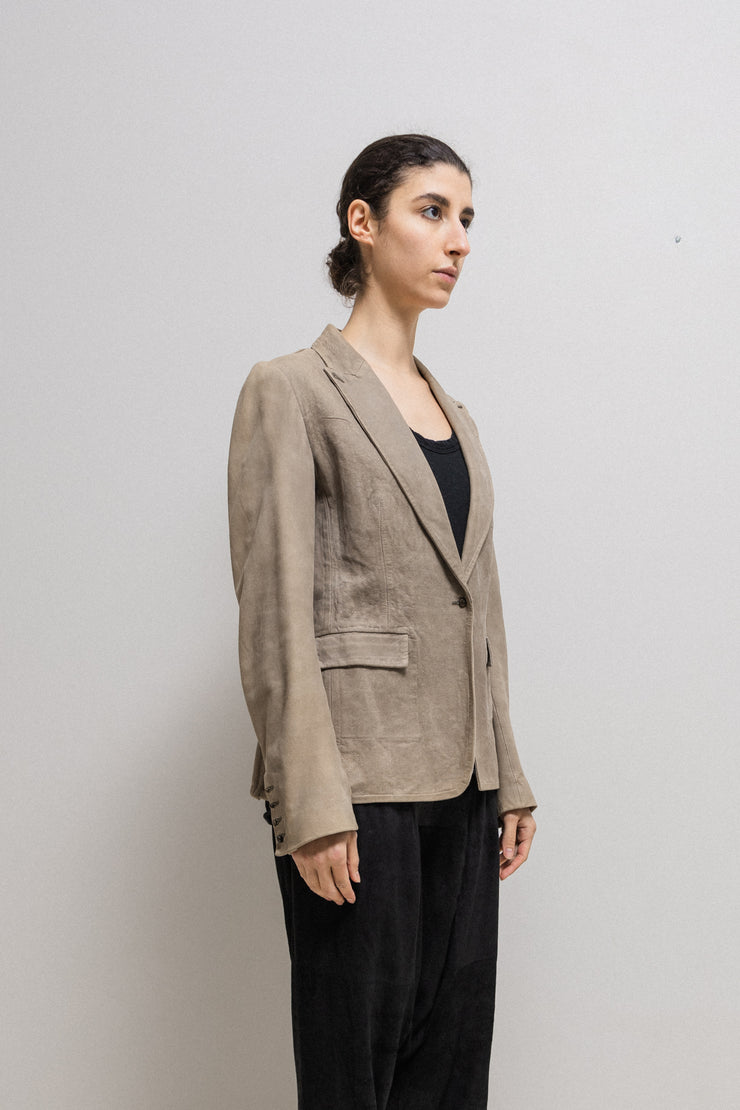 ISAAC SELLAM - Soft lambskin blazer jacket with metallic closure and cuff buttons