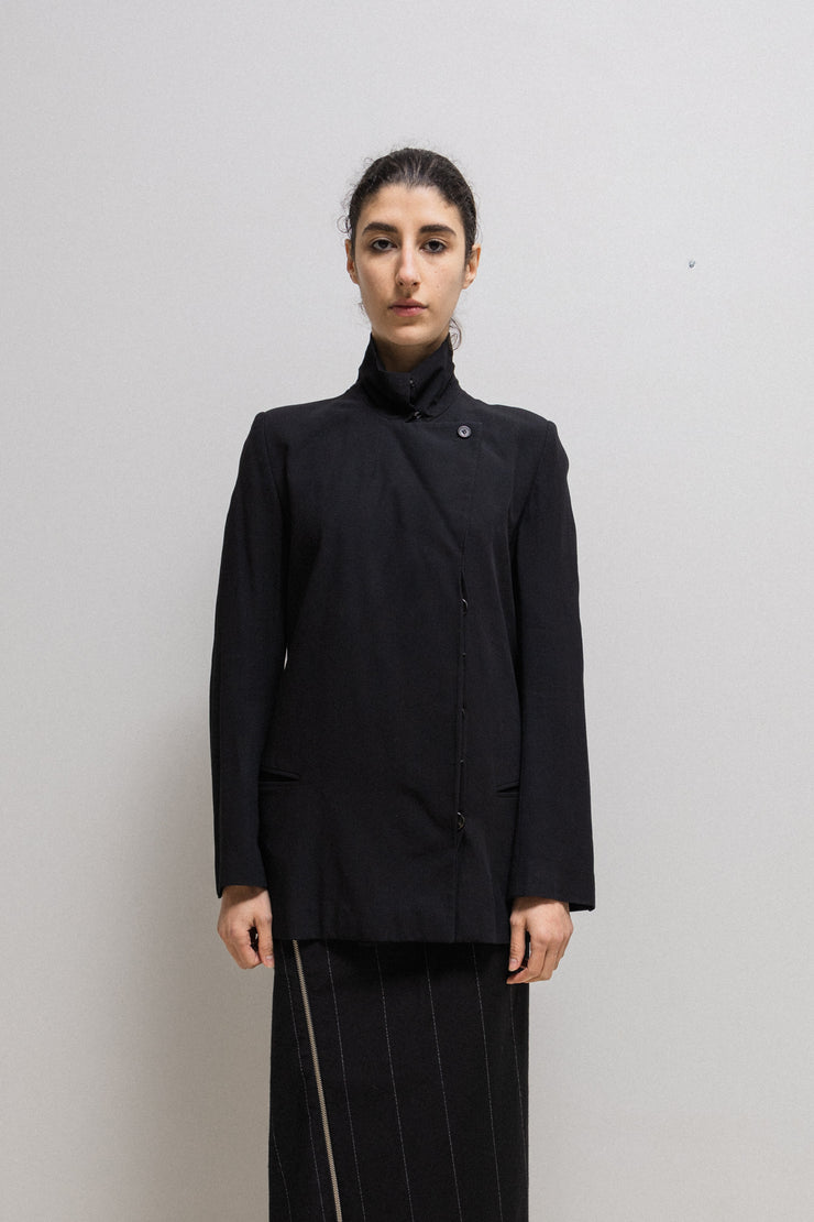 ANN DEMEULEMEESTER - FW01 Lightweight high neck jacket with padded shoulders