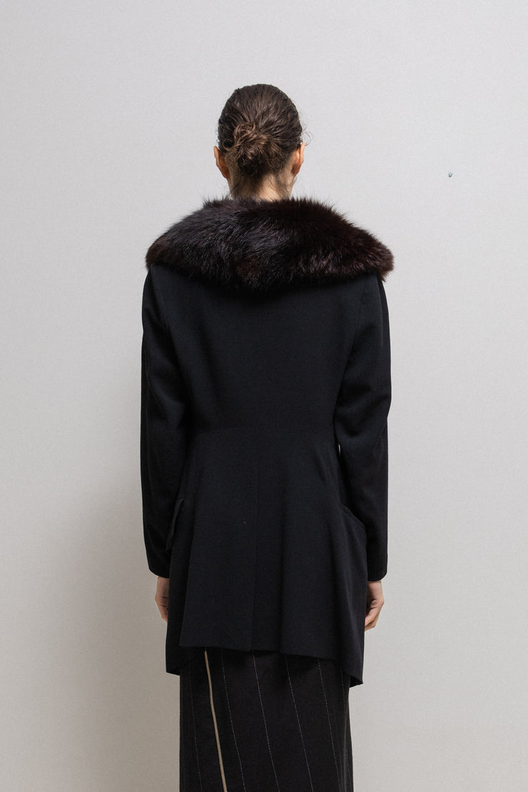 ANN DEMEULEMEESTER - Late 90’s / early 00’s Lightweight jacket with fox fur collar