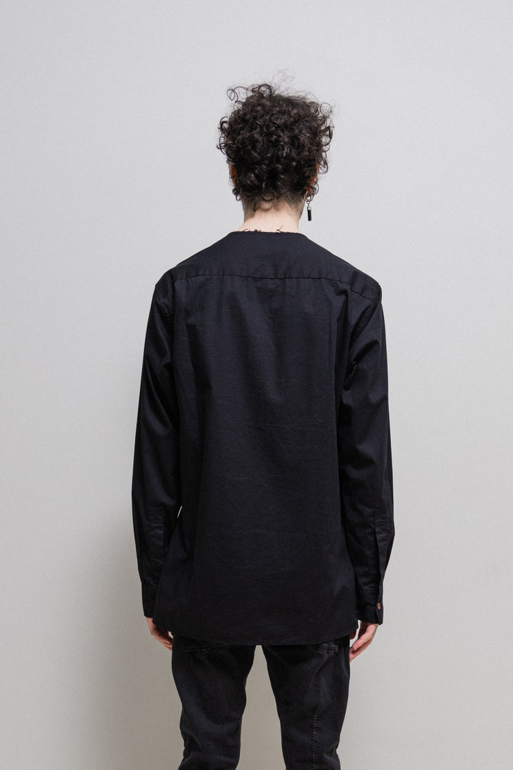 YOHJI YAMAMOTO POUR HOMME - SS16 Cotton shirt with painted button placket