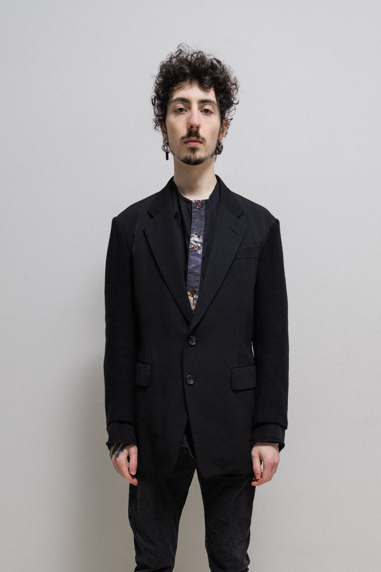 YOHJI YAMAMOTO Y'S FOR MEN - Gabardine jacket with knitted sleeves