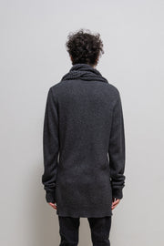 ANN DEMEULEMEESTER - Elongated wool sweater with braided high neck