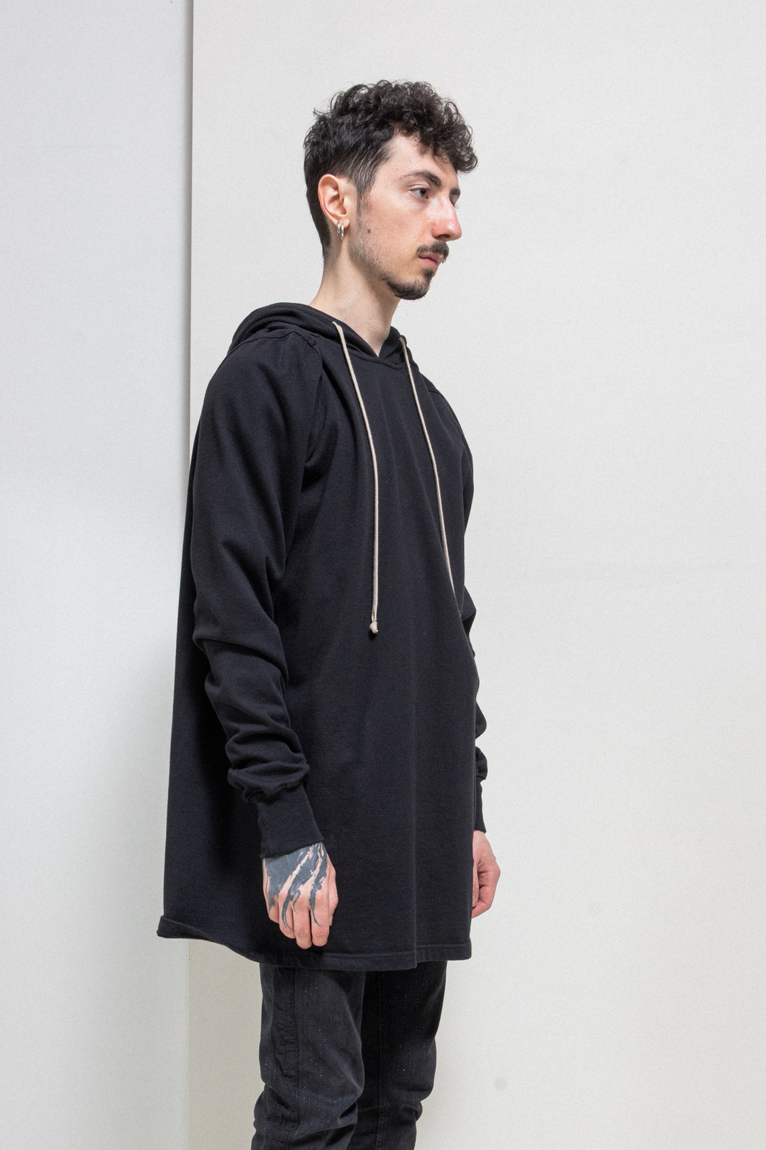 トップス Rick Owens drkshdw RICK OWENS DRKSHDW - SS19 Elongated cotton hoodie with drawstrings