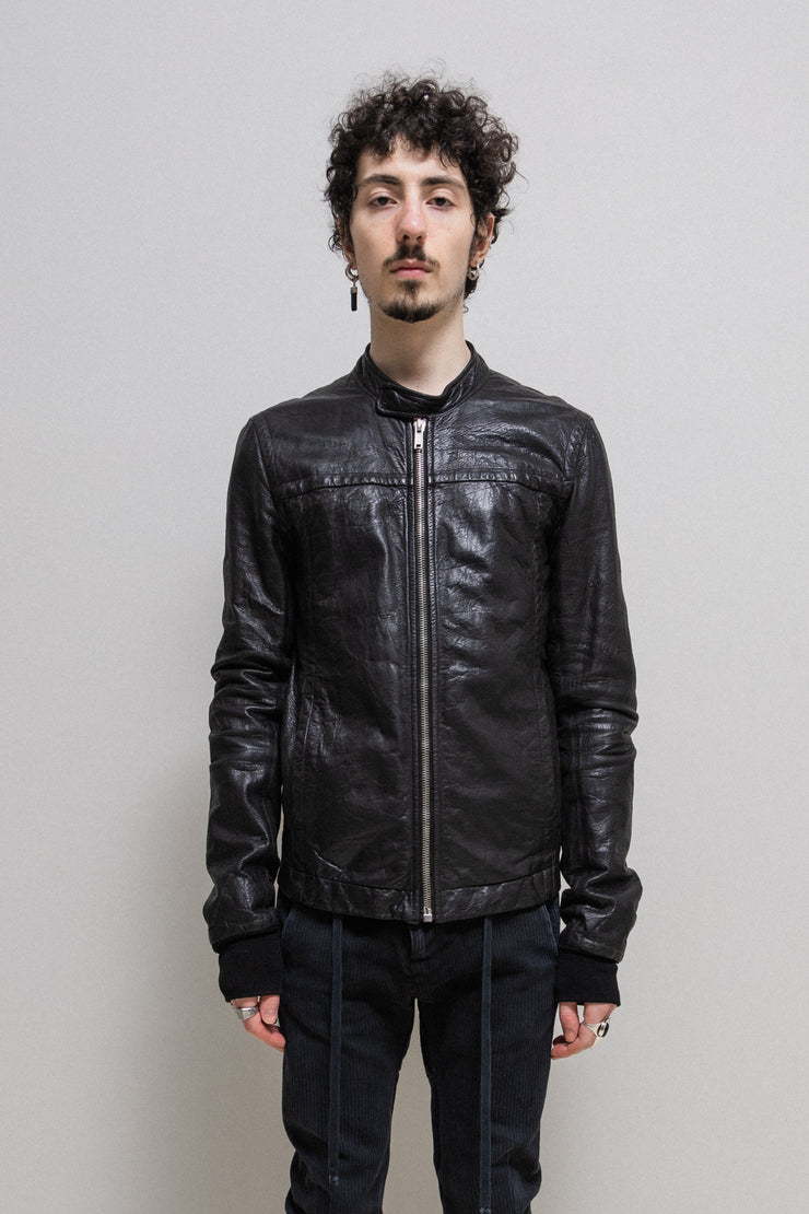 RICK OWENS - FW10 “GLEAM” Lamb leather jacket with ribbed cuffs