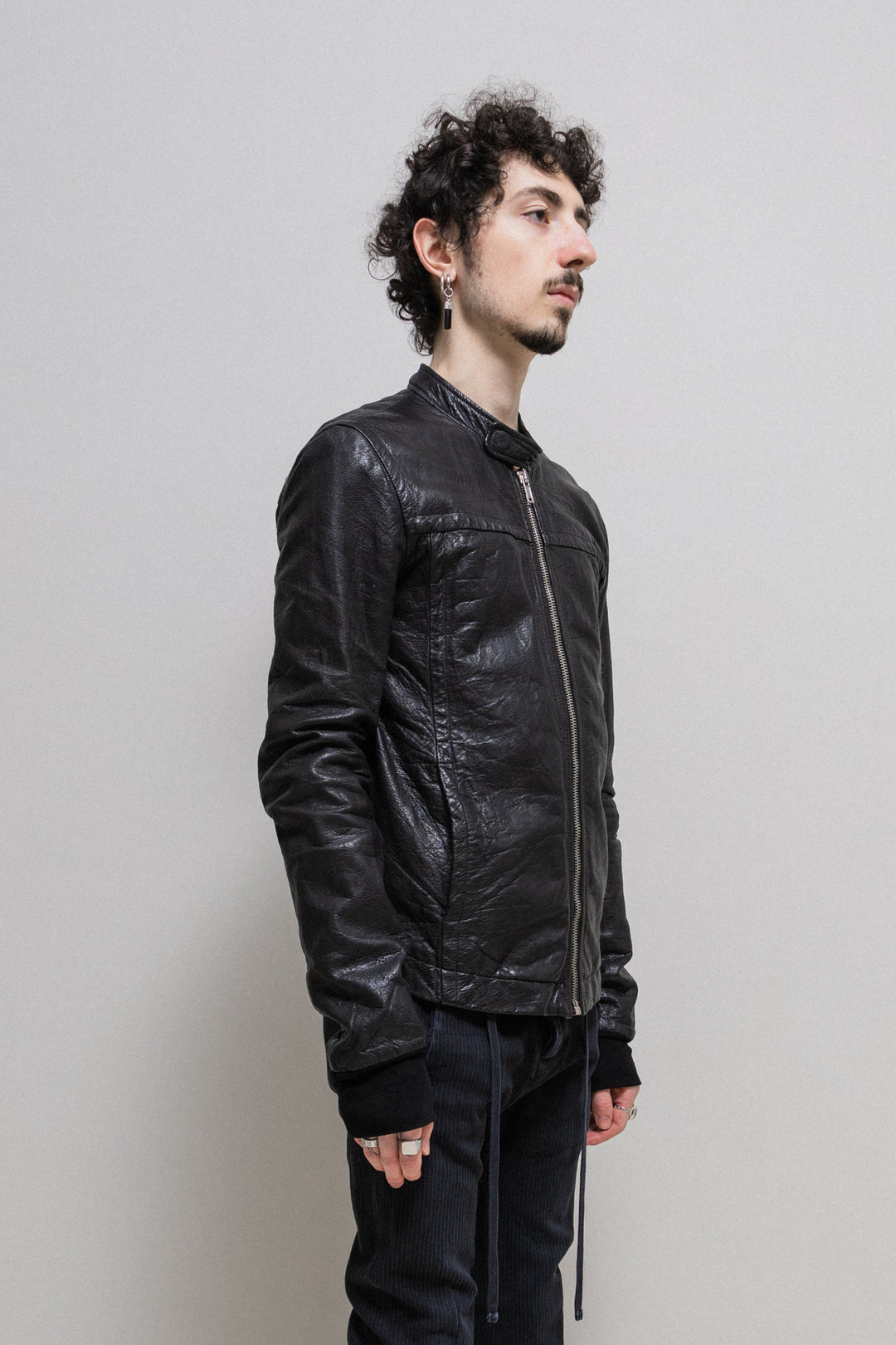 ジャケット・アウター Rick Owens Lamb leather RICK OWENS - Blistered lamb leather jacket with a side