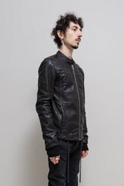 RICK OWENS - FW10 “GLEAM” Lamb leather jacket with ribbed cuffs