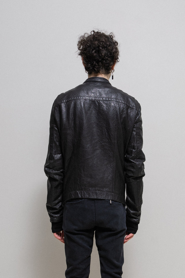 RICK OWENS - FW10 “GLEAM” Lamb leather jacket with ribbed cuffs