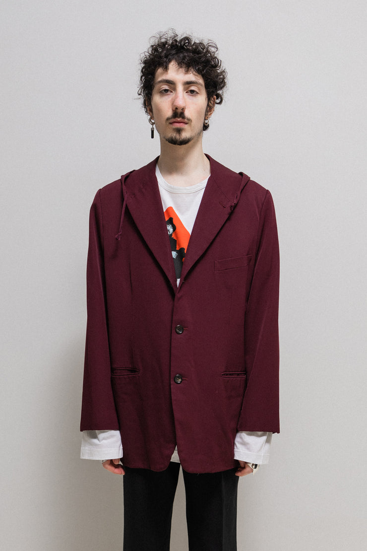 COMME DES GARCONS HOMME PLUS - Burgundy red hooded costume jacket